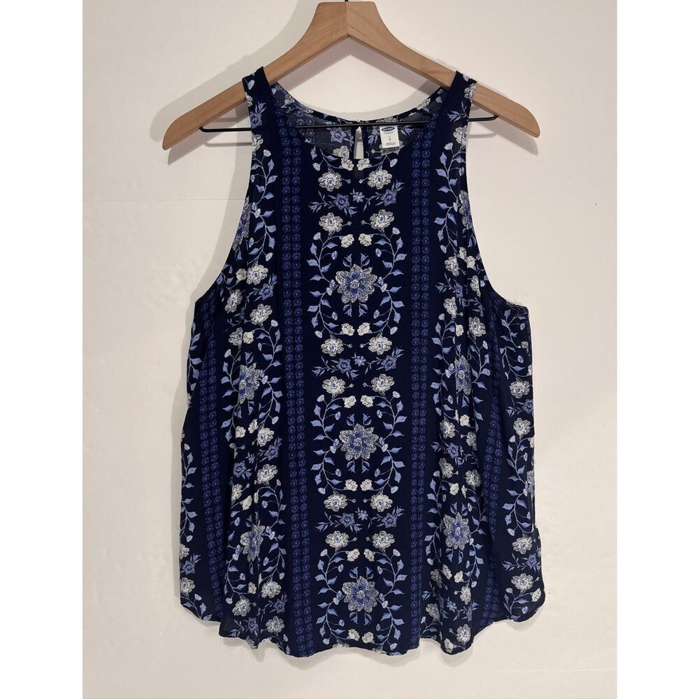 Old Navy Blue Floral Sleeveless Top   Size L